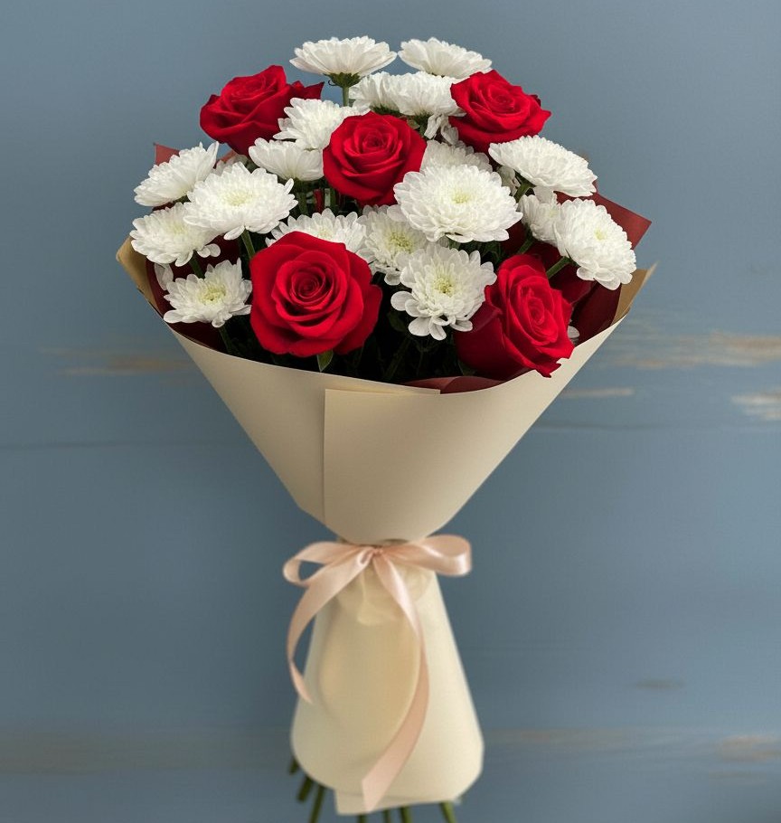 Букет цветов из: Розы и Хризантемы в Вельске