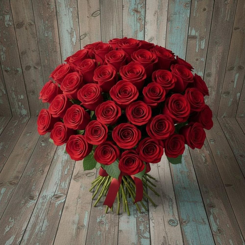 Букет 55 Красных роз Фридом в Вельске