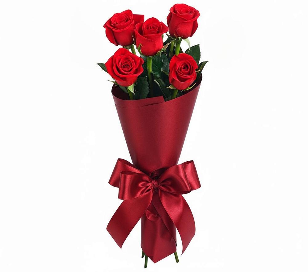 Букет 5 Красных роз Эдлесс Лав в Вельске