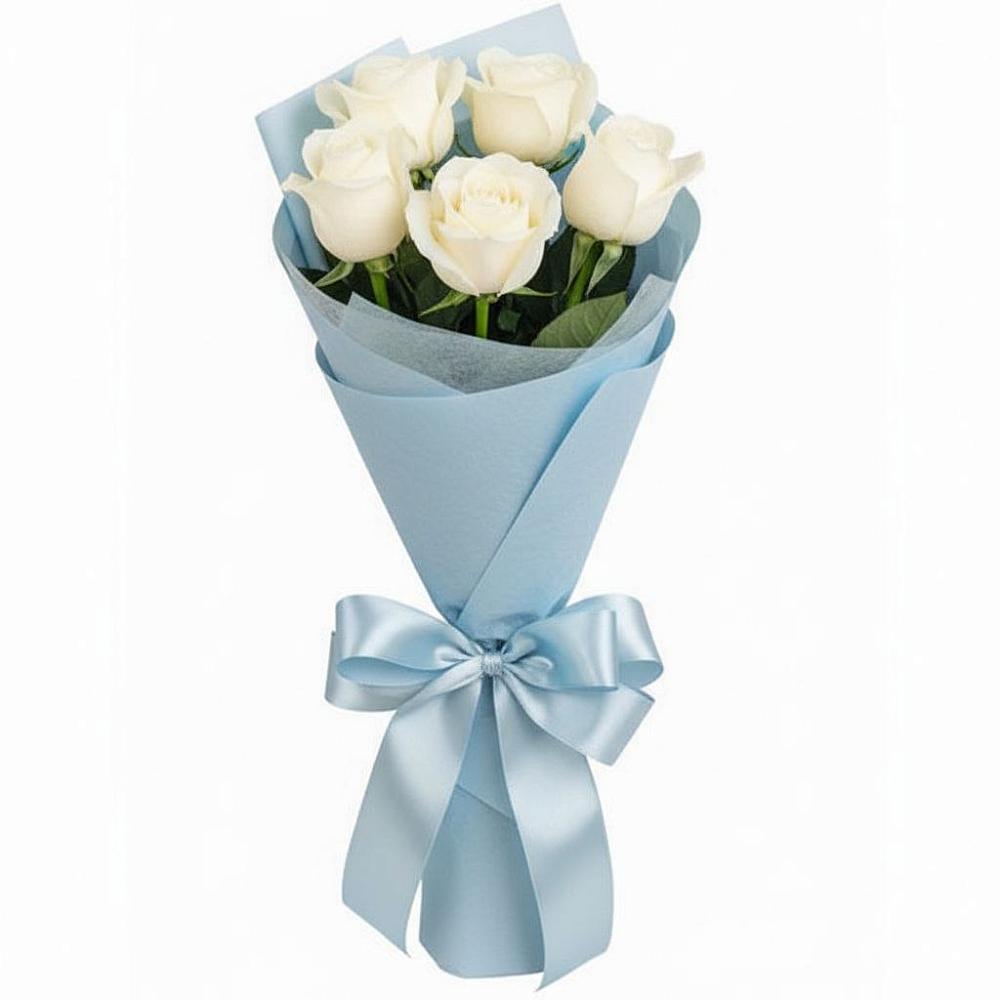 Букет 5 Белых роз Проуд в Вельске