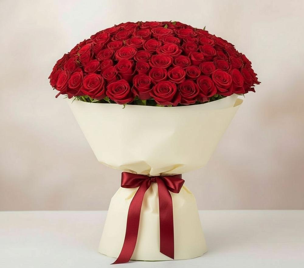 Букет 101 Красная роза Милано в Вельске