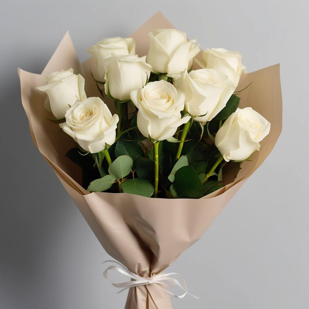 Букет 9 Белых роз Эдлесс Лав в Вельске