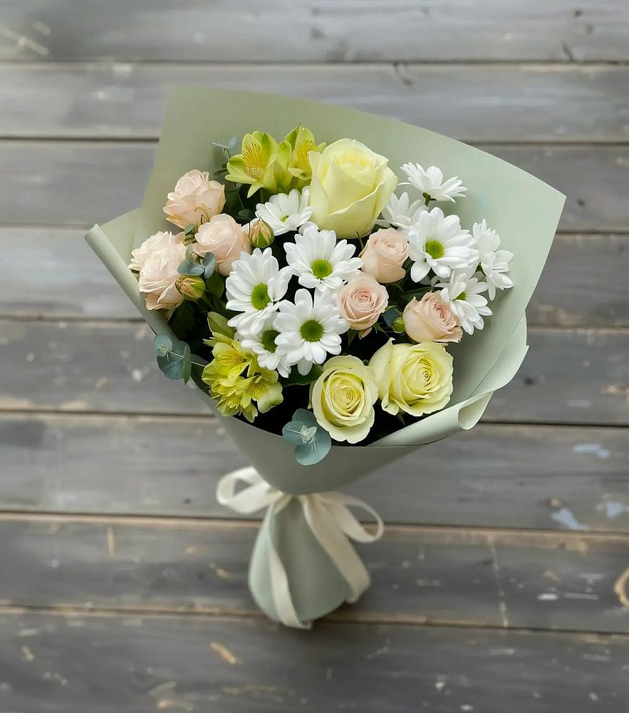 Букет цветов из: Альстромерии, Розы и Хризантемы в Вельске