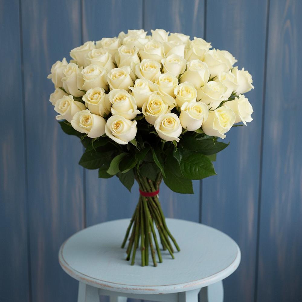 Букет 51 Белая роза Эдлесс Лав в Вельске