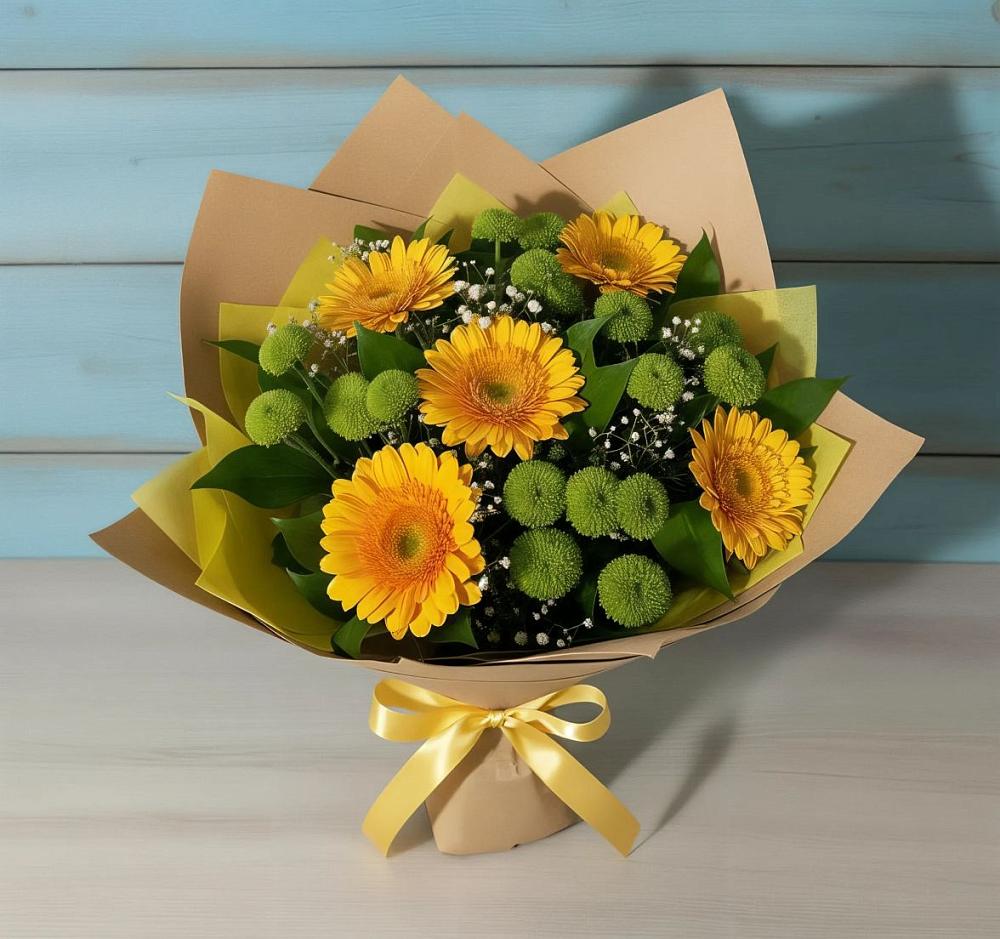 Букет цветов из: Герберы и Хризантемы в Вельске