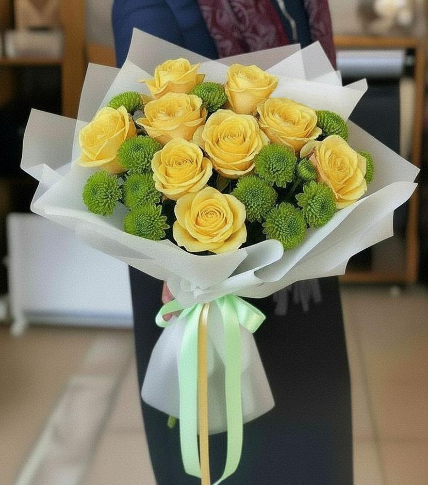 Букет цветов из: Хризантемы и Розы в Вельске