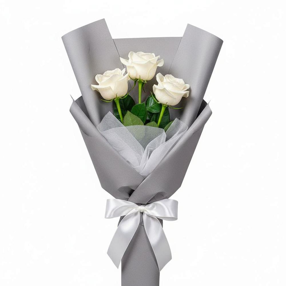 Букет 3 белые розы в Вельске