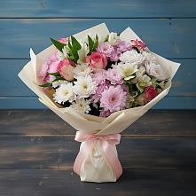 Букет цветов из:  Хризантемы, Альстромерии и Розы в Вельске