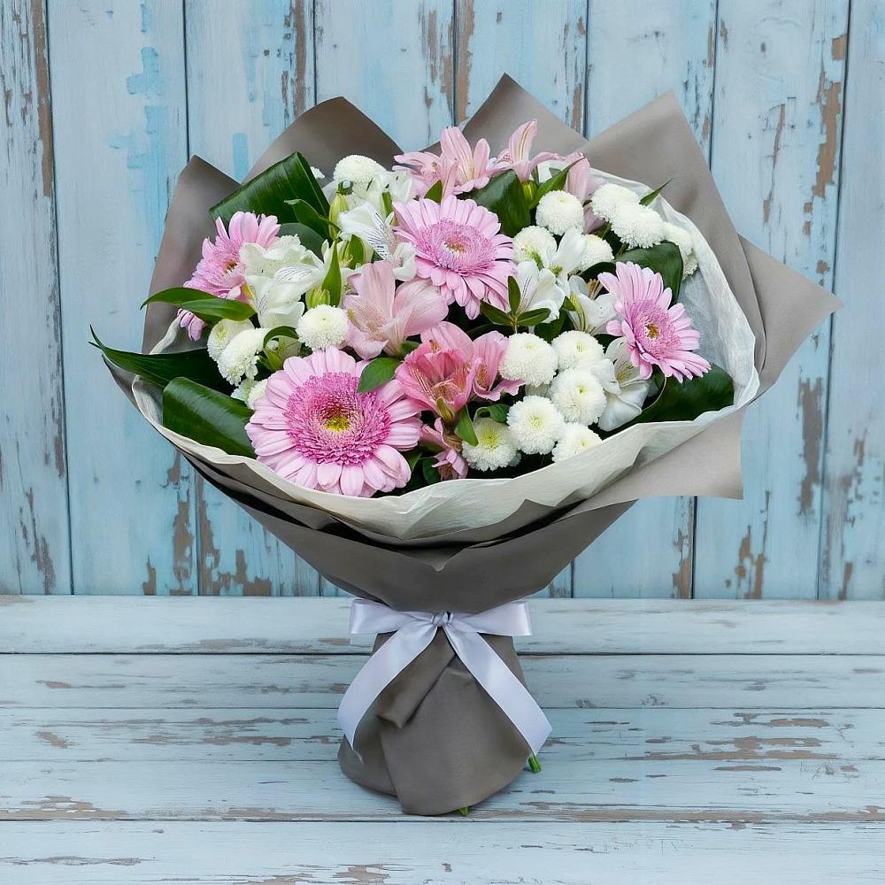Букет цветов из: Герберы, Альстромерии и Хризантемы в Вельске