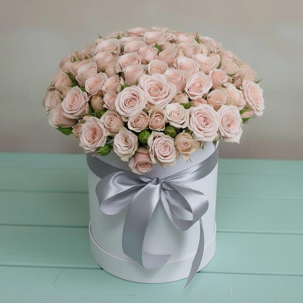 Цветочная композиция из Розы в шляпной коробке в Вельске